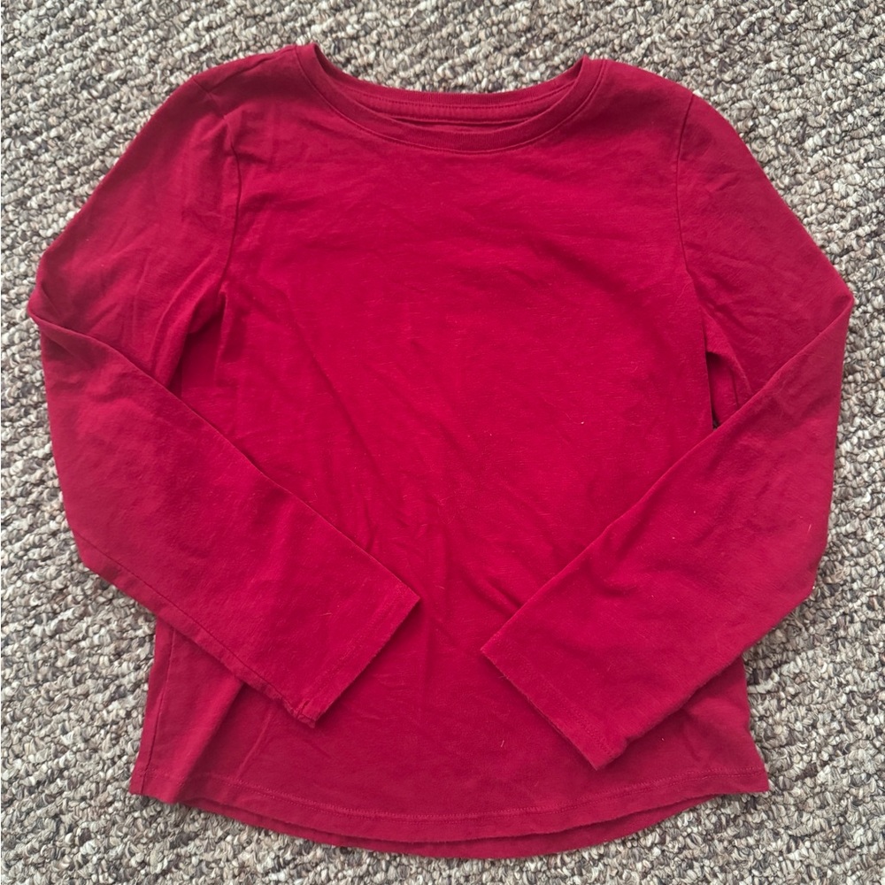 Wonder Nation kids Small 6-6x plain red long sleeve t-shirt